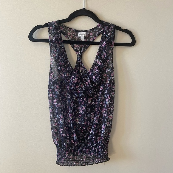 ⭐️2 FOR $20⭐️ Dynamite Sheer Floral Blouse. Racerback size XS - Picture 2 of 7